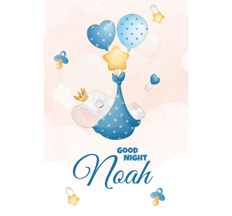 Estor enrollable para bebé buenas noches elefante con nombre - TenVinilo