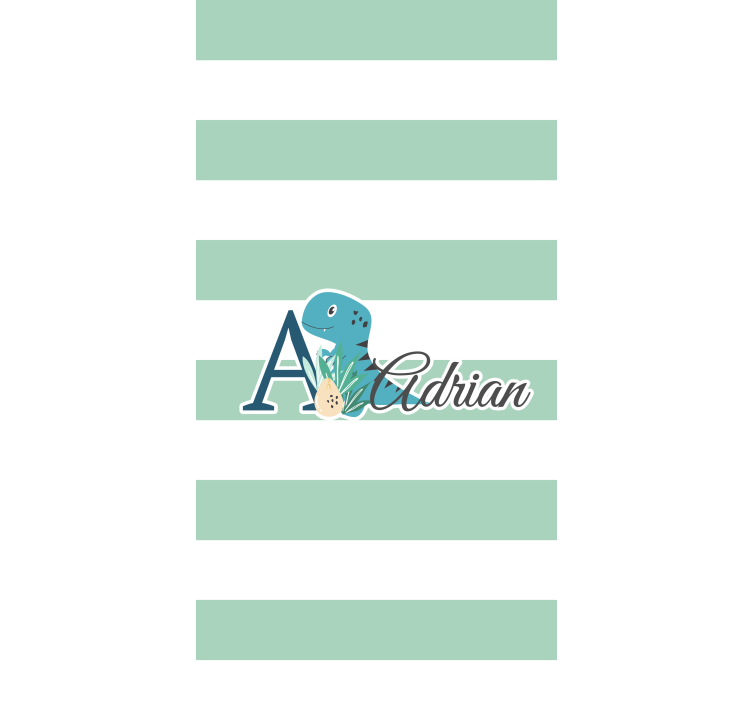 Estor enrollable infantil dinosaurio rayado con nombre - TenVinilo