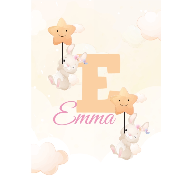 Estor habitación infantil conejitos con estrellas con nombre - TenVinilo