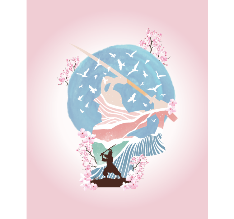 Estor enrollable dibujo elegante silueta de samurái - TenVinilo