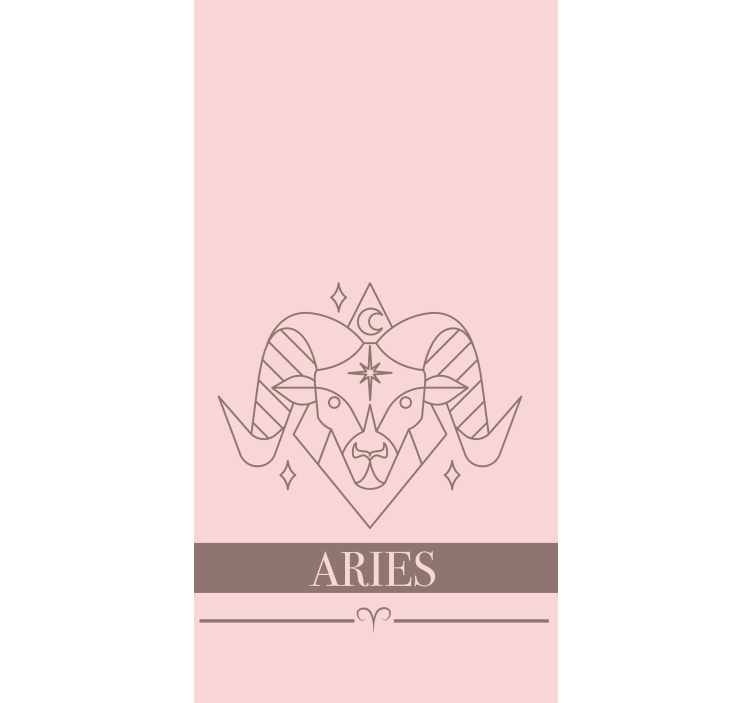 Estor enrollable diseño de tarjeta rosa del signo zodiacal aries - TenVinilo