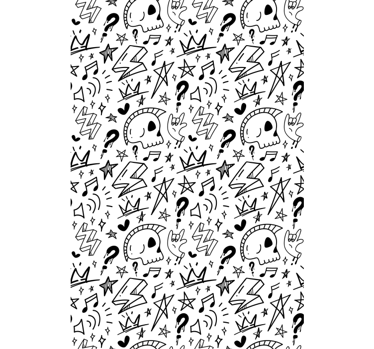 Estor enrollable cocina blanca patrón de signos geniales - TenVinilo