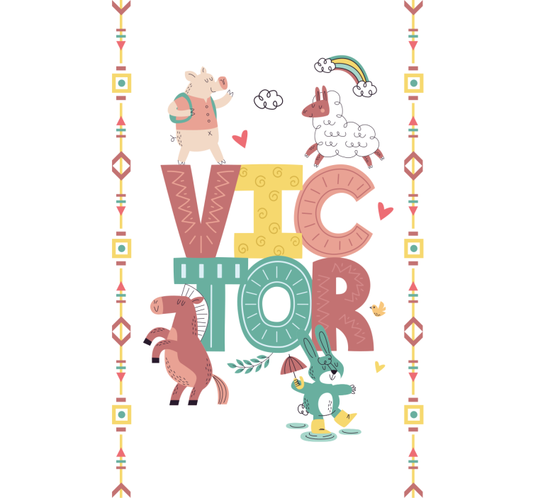 Estor enrollable infantil animales boho con nombre - TenVinilo