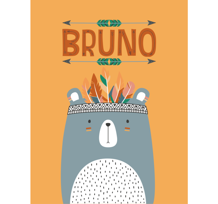 Estor con nombre infantil oso azul nórdico - TenVinilo