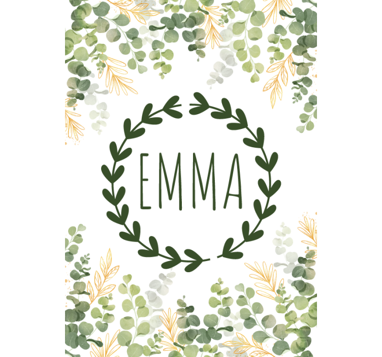 Estor estampado floral corona laurel con nombre - TenVinilo