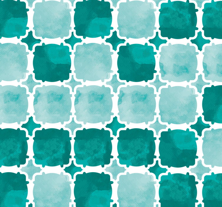 Estor para salón azulejos de acuarela turquesa - TenVinilo