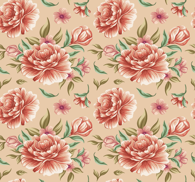 Estor original salón romántico patrón flores - TenVinilo