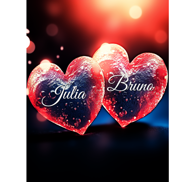 Estor originale con nombre pareja de corazones - TenVinilo