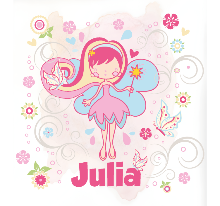 Estor con nombre infantil de hada con mariposas - TenVinilo