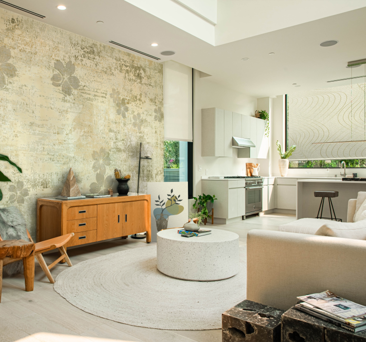 Estor enrollable salón moderno patrón curvas Japandi - TenVinilo