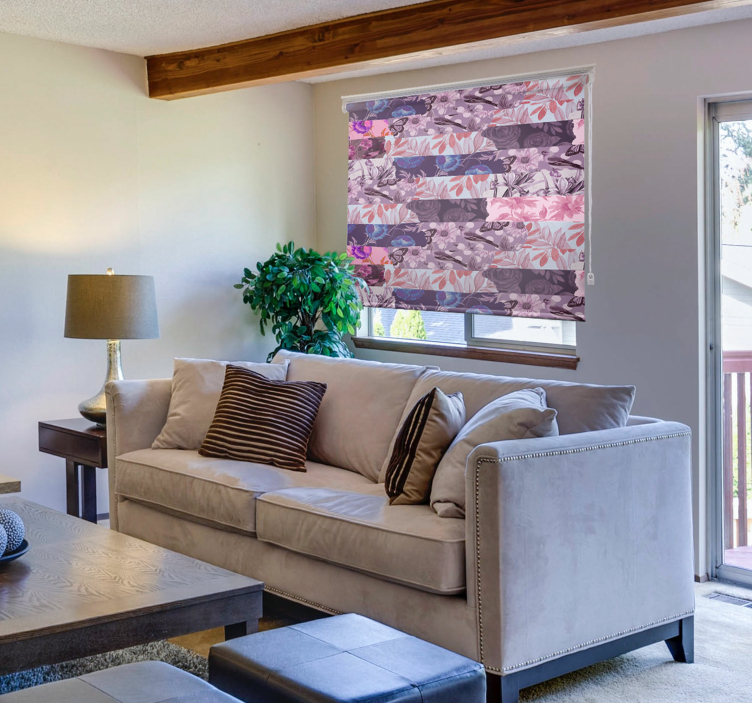 Estor estampado floral collage lila - TenVinilo