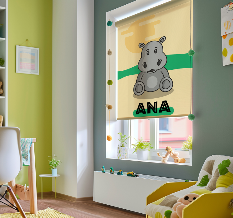 Estor habitación infantil hipopótamo personalizable - TenVinilo