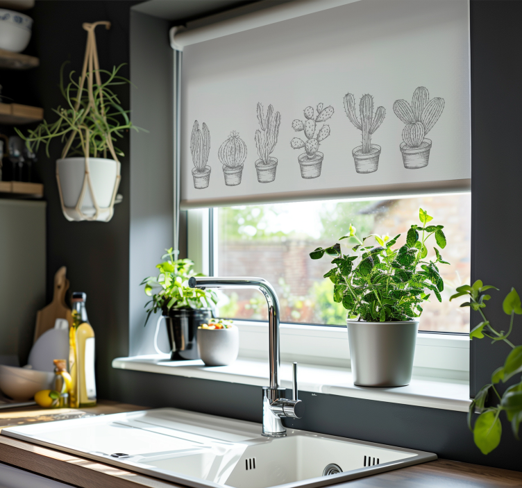 Estor enrollable cocina moderna actus tonos grises - TenVinilo