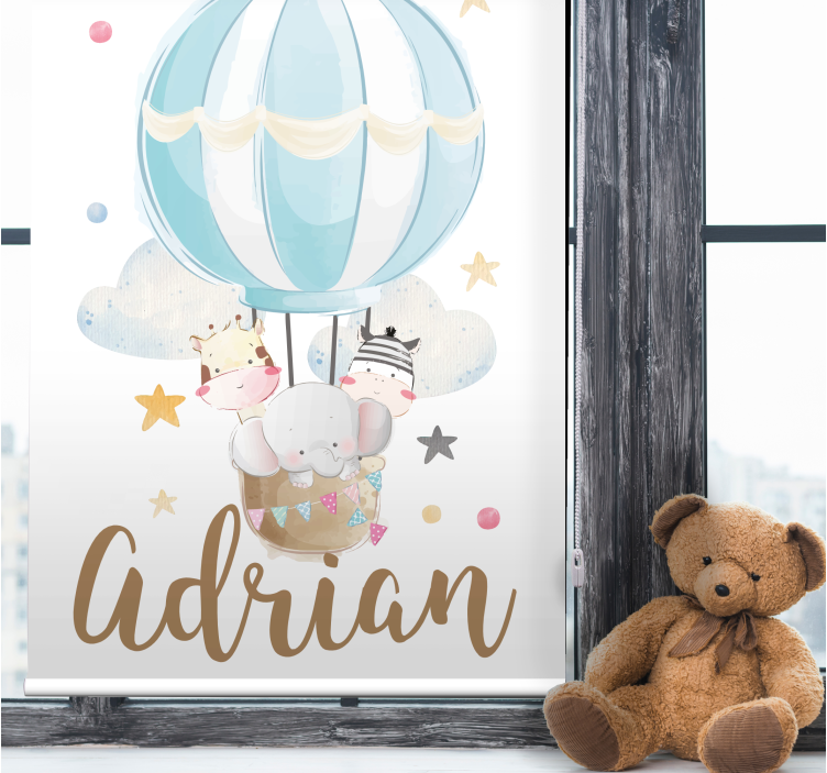 Estor habitación infantil pastel globo con nombre - TenVinilo