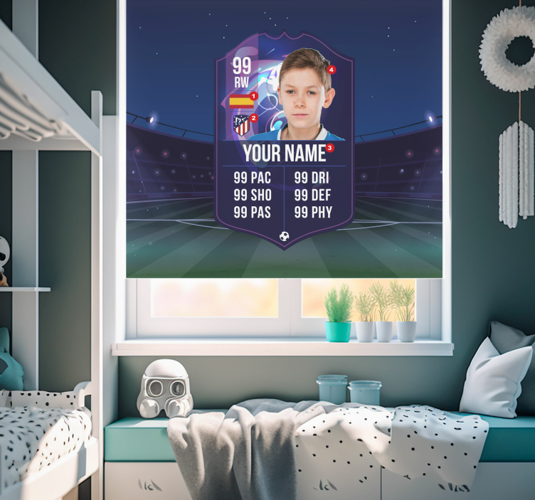 Estor enrollable fútbol tarjeta de jugador - TenVinilo