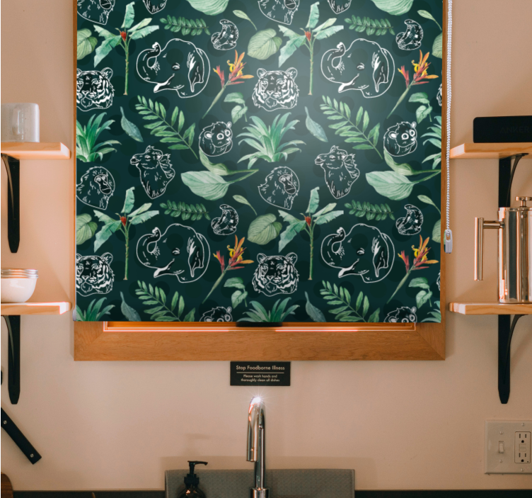 Estor enrollable animales dibujo de animal floral - TenVinilo