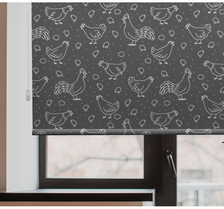 Estor enrollable animales pollos y huevos - TenVinilo