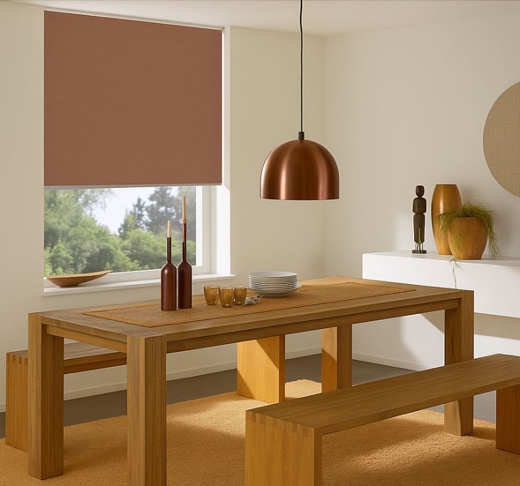 Estor enrollable comedor tonos grisáceos fríos - TenVinilo