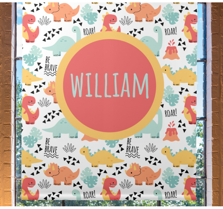 Estor enrollable dinosaurios bebés con nombre en círculo - TenVinilo