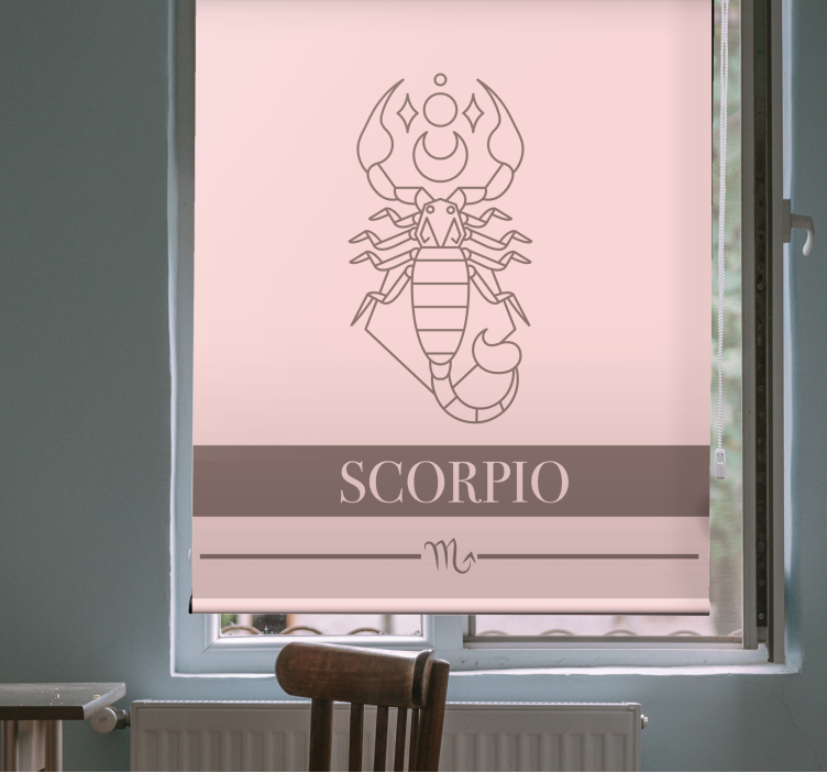 Estor enrollable diseño de tarjeta rosa de signo zodiacal escorpi - TenVinilo