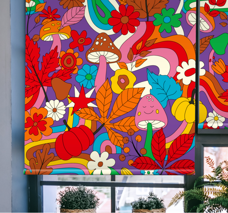 Estor enrollable divertido fantasía de hongos coloridos - TenVinilo