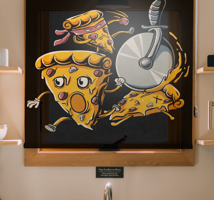 Estor enrollable divertido porciones de pizza animadas - TenVinilo