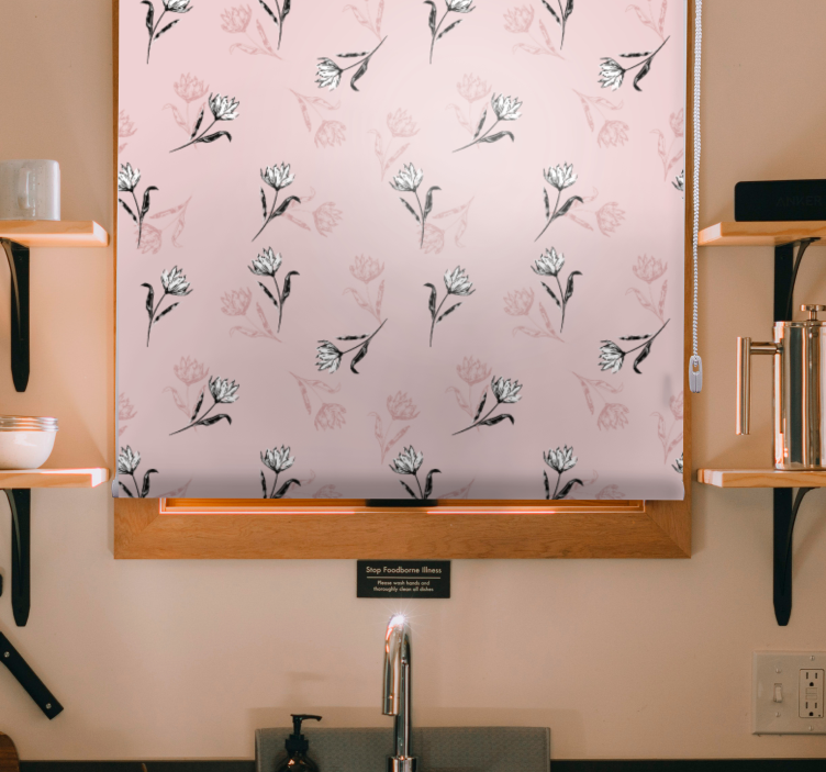 Estor enrollable flores motivo de flores suaves - TenVinilo