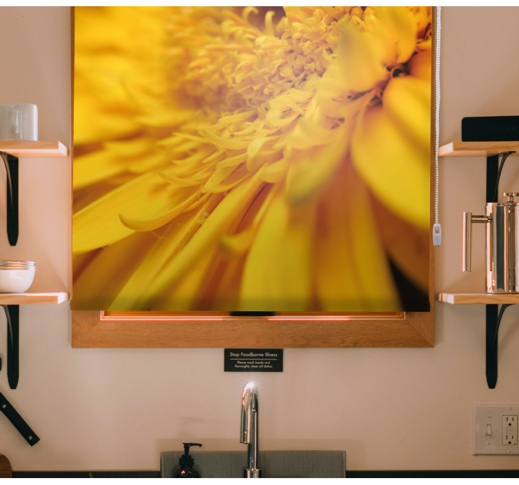 Estor enrollable flores primer plano amarillo - TenVinilo