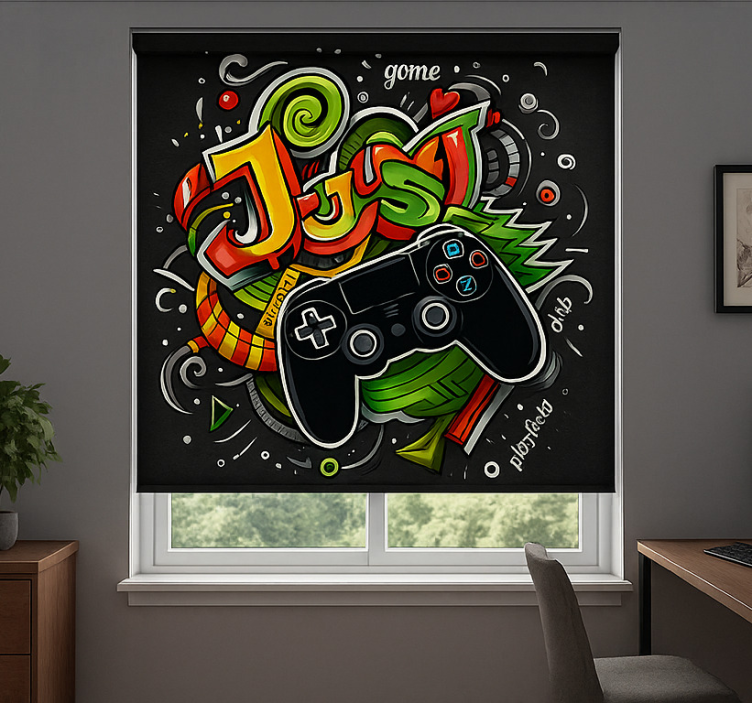 Estor enrollable gamer graffiti solo controlador de juego - TenVinilo