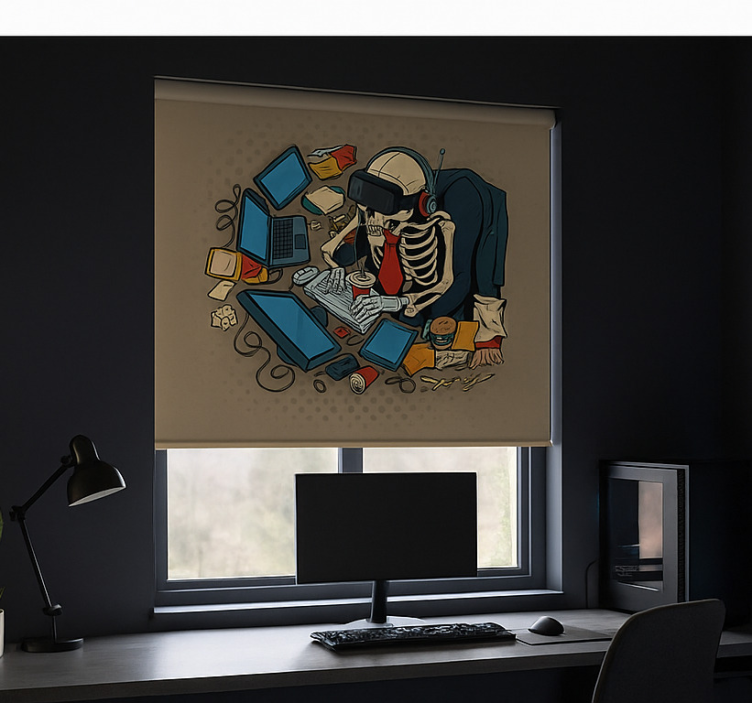 Estor enrollable gamer jugador retro esqueleto - TenVinilo