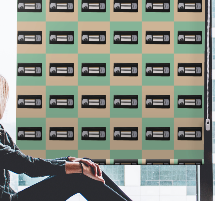 Estor enrollable vintage patrón de cinta retro - TenVinilo