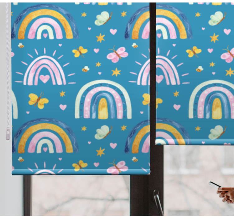 Estor enrollable infantil diseño de mariposas arcoiris - TenVinilo