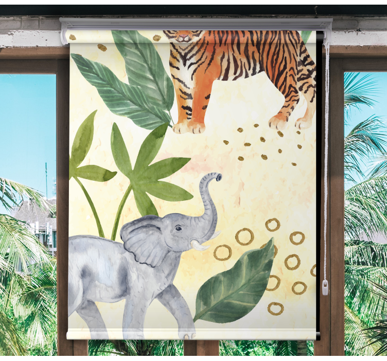 Estor enrollable infantil encuentro con animales tropicales - TenVinilo