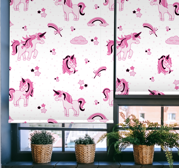 Estor enrollable infantil estampado de fantasía de unicornio - TenVinilo