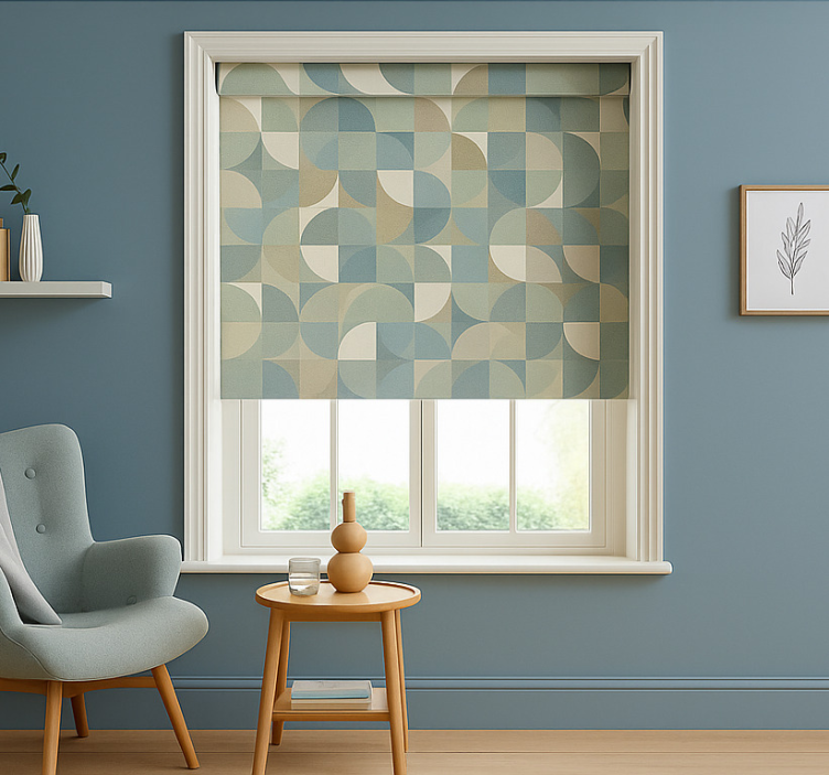 Estor enrollable moderno formas abstractas verdes - TenVinilo