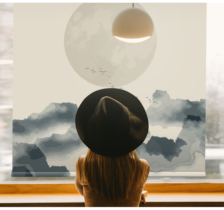 Estor enrollable moderno paisaje nublado a la luna - TenVinilo