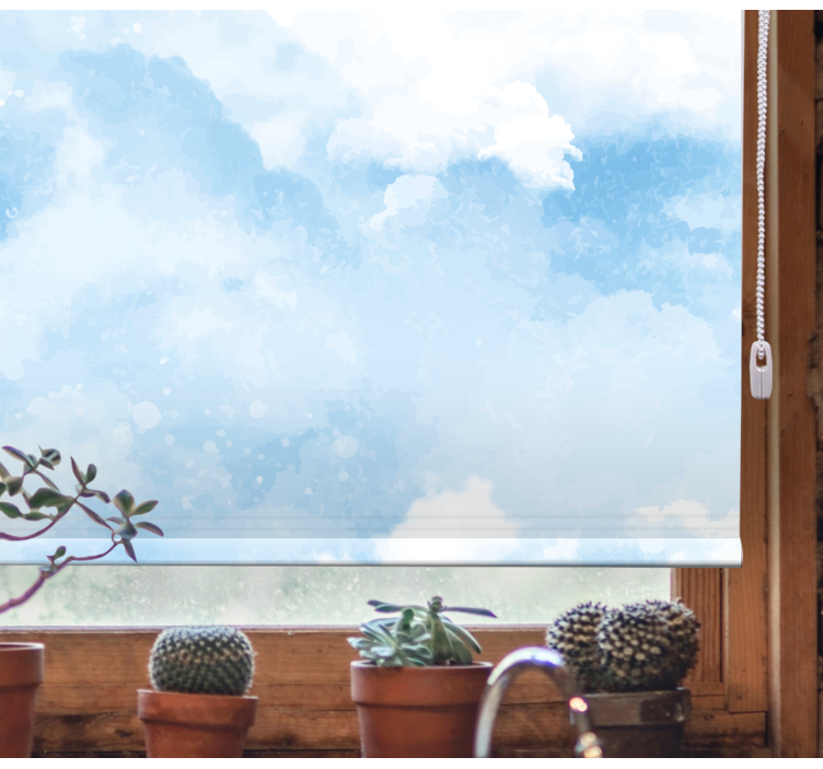 Estor enrollable nubes diseño azul suave - TenVinilo