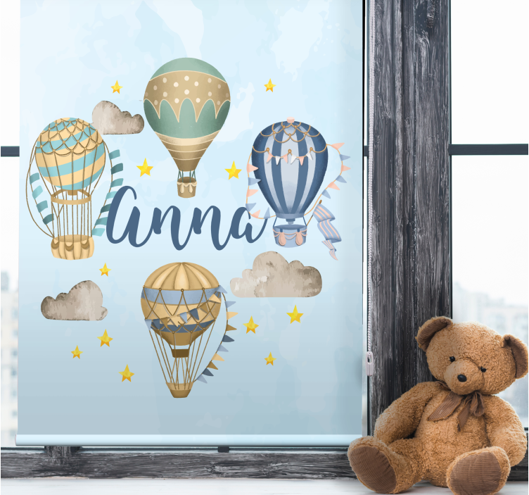 Estor enrollable personalizable globos de aire con nombre - TenVinilo