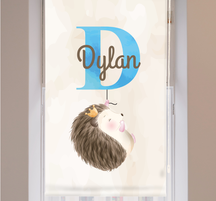 Estor enrollable infantil erizo con inicial y nombre - TenVinilo