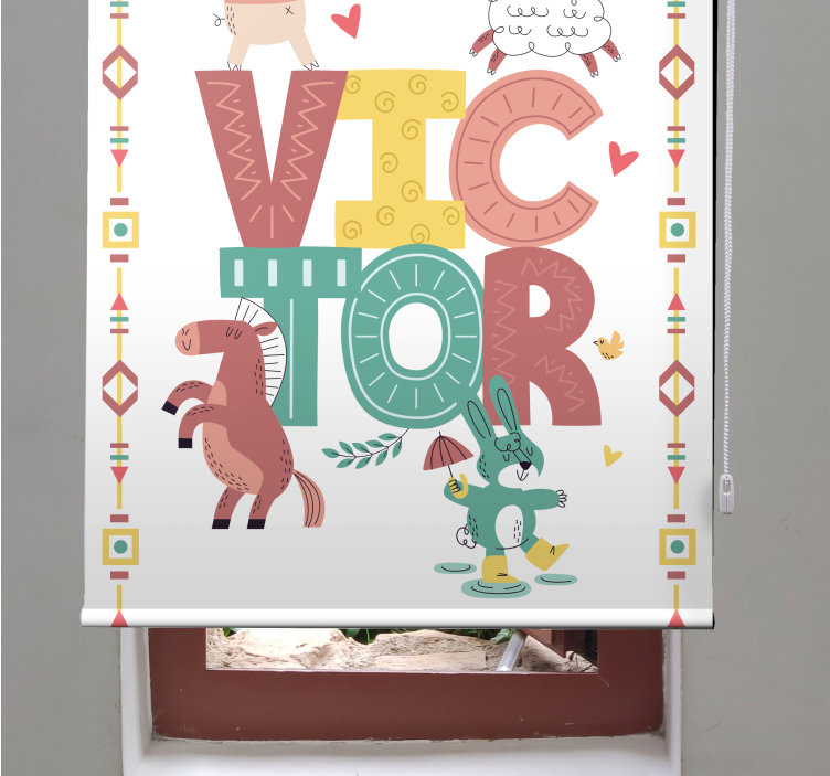 Estor enrollable infantil animales boho con nombre - TenVinilo