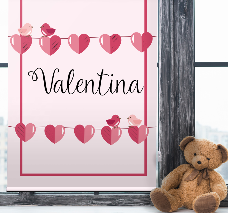 Estor enrollable juvenil corazones de amor y nombre - TenVinilo