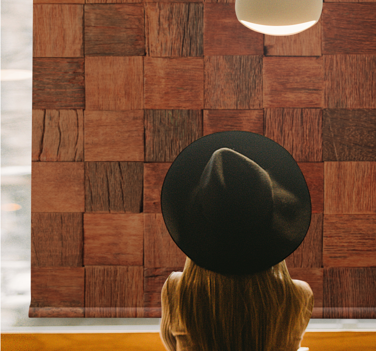 Estor enrollable textura paneles de madera cuadrados - TenVinilo