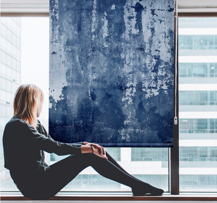 Estor enrollable textura superficie azul desgastada - TenVinilo