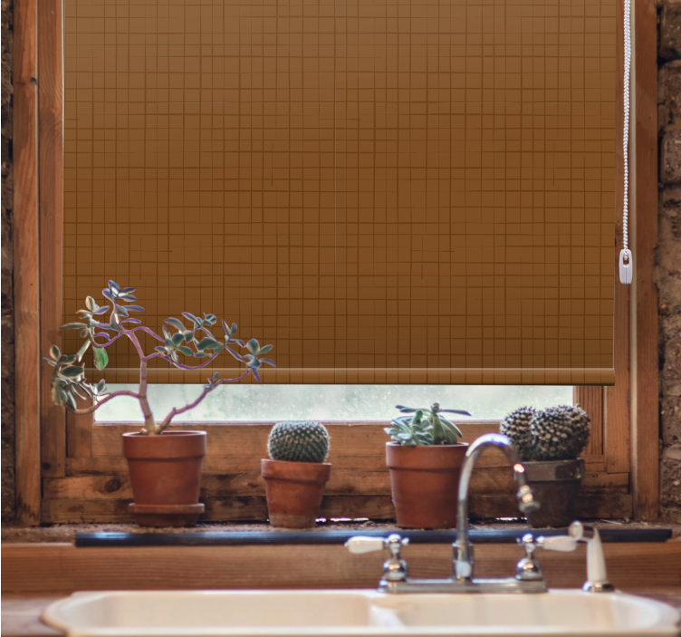 Estor enrollable textura superficie de cuadrados marrones - TenVinilo