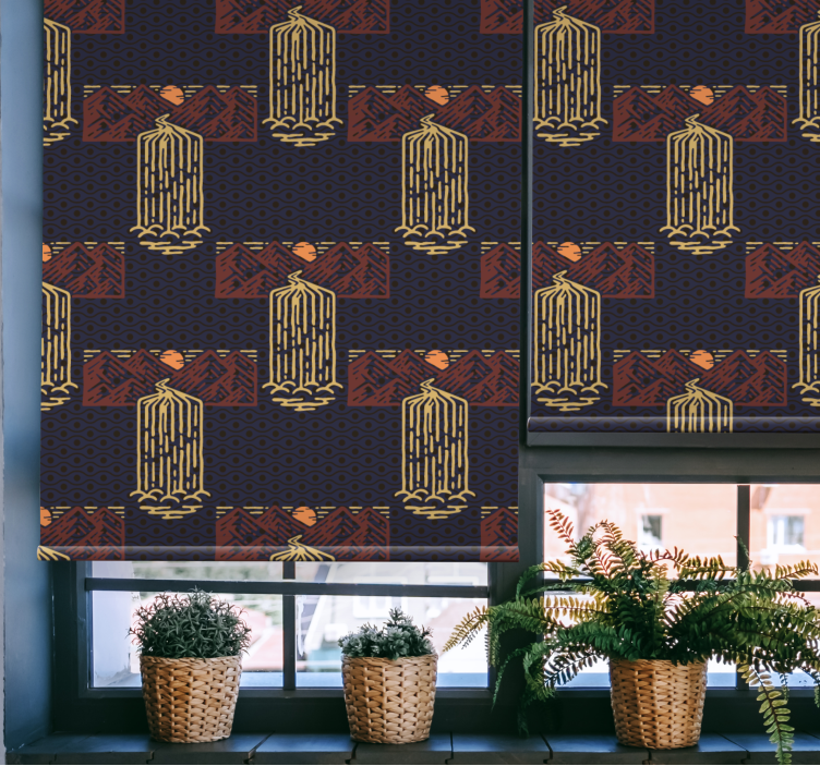 Estor enrollable vintage puesta de sol con cascadas - TenVinilo