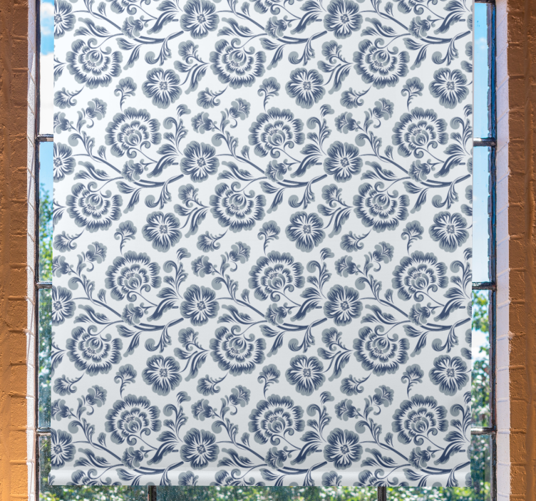 Estor estampado floral elegante tema gris - TenVinilo