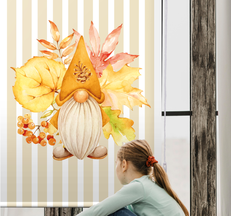 Estor estampado floral con enanito del bosque - TenVinilo