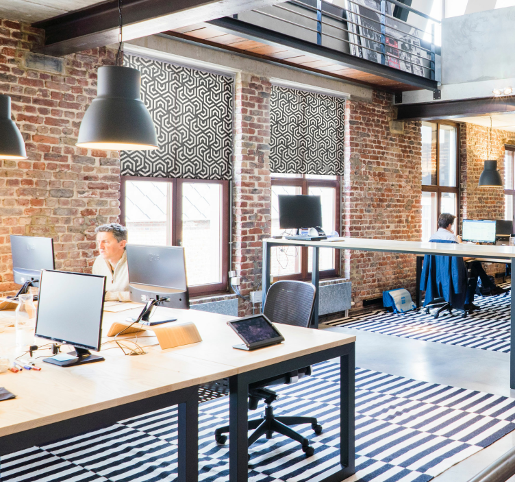 Estor enrollable moderno patrón hipnótico geométrico - TenVinilo