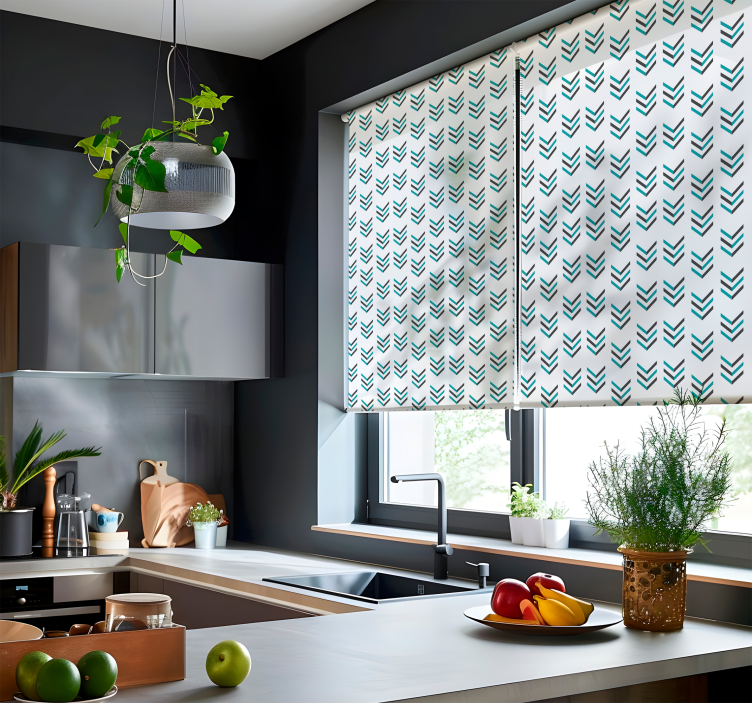 Estor enrollable cocina moderna nórdico flechas azules - TenVinilo