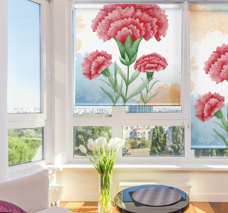 Estor estampado floral diseños de claveles - TenVinilo